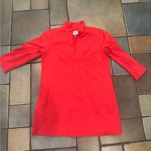 Tuckernuck Vibrant Red Mandarin Collar Dress